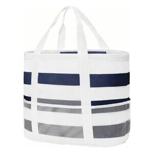 New Large Striped Waterproof Sandproof Beach Bag Pool Tote